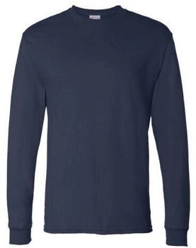 Hanes Essentials Langarm-Crewneck-T-Shirts marineblau 2er Pack