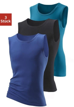 H.I.S Jeans Muscleshirt ohne Seitennähte bunt royalblau schwarz petrol