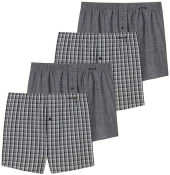 Schiesser Web-Boxershorts 4er Pack grau schwarz