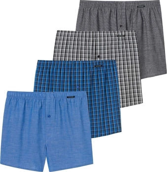 Schiesser Web-Boxershorts 4er Pack blau grau
