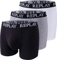REPLAY Basic Cuff Logo Herren Boxershorts 3er-Pack I101102-N174 grau