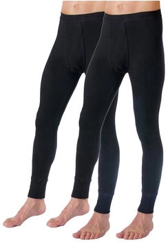 Hermko 2er Pack Herren lange Unterhose Weichbund Eingriff Baumwolle