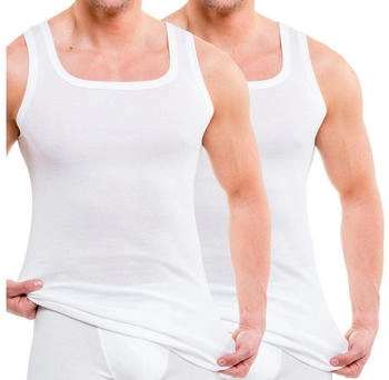 Hermko 2er Pack Herren Unterhemd baumwolle modal weiß