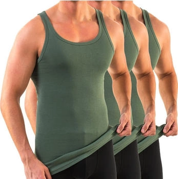 Hermko 3007 3er Pack Extralanges Herren Unterhemd 100% Bio-Baumwolle