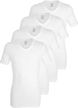 Götzburg T-Shirt Unterhemd Herren 4er Pack V-Ausschnitt Feinripp kurzarm weiß