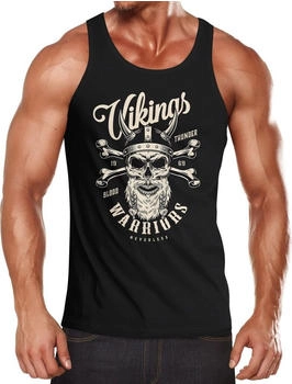 Neverless Vikings Skull Wikinger Totenkopf Bart Muskelshirt