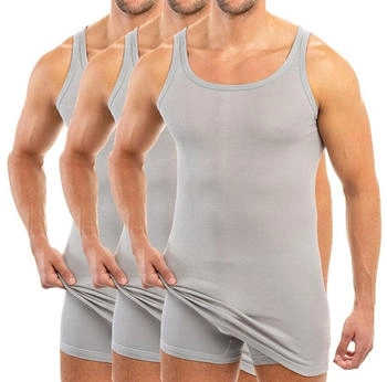 Hermko 3007 3er Pack extralanges Unterhemd 100% Bio-Baumwolle
