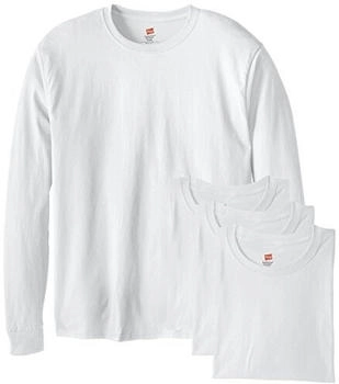Hanes Essentials Langarm-Crewneck-T-Shirt 2er-Pack weiß