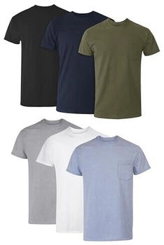 Hanes T-Shirt Baumwolle feuchtigkeitsableitend Geruchskontrolle 6er-Pack grau schwarz grün weiß navy blau