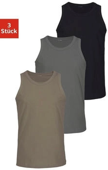 H.I.S Jeans Tanktop Unterhemd 3-tlg olivgrün schwarz dunkelgrau