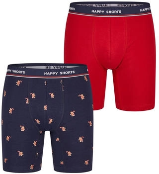 Happy Shorts Langer Boxer 'XMAS Boxer Briefs' dunkelblau knallrot