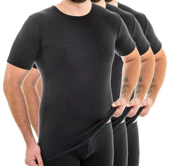 Hermko 3847 3er Pack Herren extralanges Kurzarm Shirt aus 100% Bio-Baumwolle schwarz