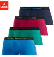 Bruno Banani Hipster Packung, 4 Stk. knapp sitzende Boxershorts mit Logo Webbund aus