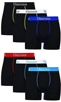 Hanes Boxershorts Baumwolle Stretch feuchtigkeitsableitend schwarz 6er-Pack