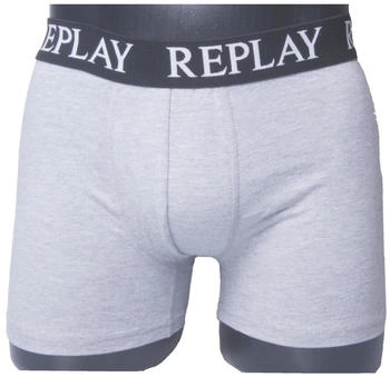 Replay Boxer Style 01 C Basic Cuff Logo 3er-Pack N174 schwarz grau meliert weiß