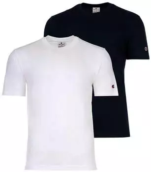 Champion T-Shirt Herren 2er Pack rundhals baumwolle weiß dunkelblau