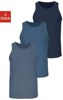 H.I.S Jeans Tanktop Unterhemd 3-tlg dunkelblau mittelblau blau