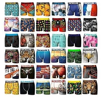 Freegun Boxershorts Herren Pack Surprise Unterhosen Zufälliges Muster leicht 5er Pack mehrfarbig