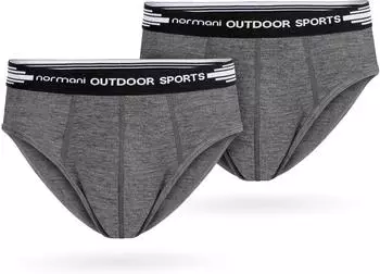 Normani 2er Pack Herren Merino Slip grau schwarz