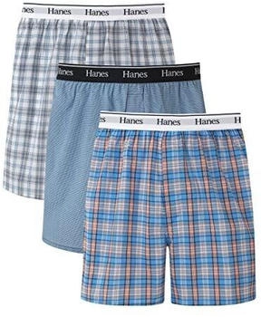 Hanes Originals Boxershorts blau kariert X-Large 3er-Pack
