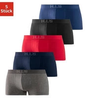 H.I.S Boxer "Boxershorts f&uuml;r Herren" Packung, 5 Stk. Logo Webbund mit 3D Effekt