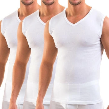 Hermko 3er Pack Herren Muskelshirt V-Ausschnitt 100% baumwolle