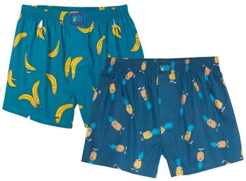 Lousy Livin Boxershorts 'Bana-Ananas' blau