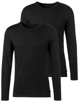 H.I.S Jeans Langarmshirt Doppelpack Unterziehshirt baumwoll-mix schwarz
