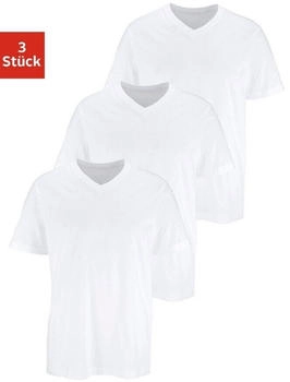 H.I.S Jeans T-Shirt 3er-Pack V-Ausschnitt Baumwolle weiß