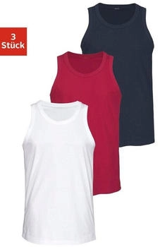 H.I.S Jeans Tanktop Unterhemd 3er-Pack weiß rot marine