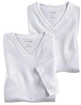 OLYMP T-Shirts Doppelpack weiß Modern Fit V-Ausschnitt