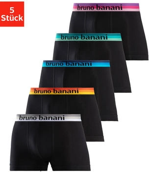 Bruno Banani Boxer 5er-Pack Streifen Logo Webbund navy-blau schwarz-pink grau-meliert-mint anthrazit-meliert-gelb schwarz-grau