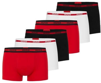 HUGO Boxershort TRUNK TRIPLET PLANET 6er Pack schwarz rot weiß