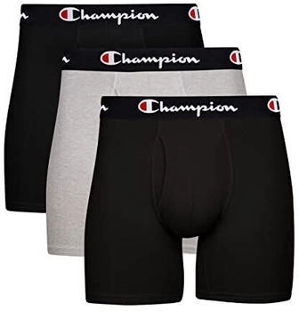 Champion Boxer Briefs Everyday Comfort Stretch Baumwolle feuchtigkeitsableitend Retroshorts schwarz oxford-grau meliert 3er-Pack