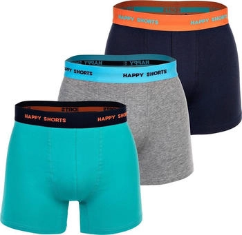 Happy Shorts Boxershorts 3er Pack orange grau türkis