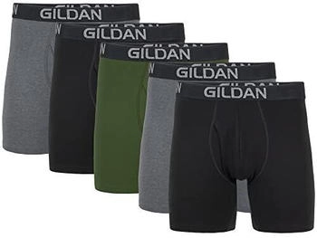 Gildan Cotton Stretch Boxer Retroshorts heather dunkelgrau schwarz grün mitternacht 5er-pack