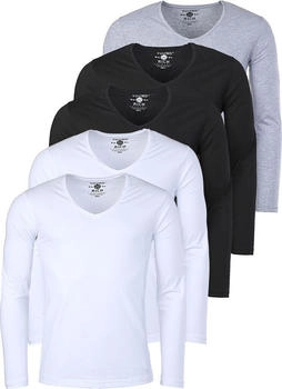 Young & Rich Longsleeve tiefer V-Ausschnitt 5er Pack