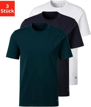 H.I.S Jeans Kurzarmshirt Unterziehshirt Rundhals bunt petrol navy weiß