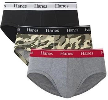 Hanes Originals Stretch-Baumwoll-Slips feuchtigkeitsableitend 3er-Pack schwarz beton-heather camo