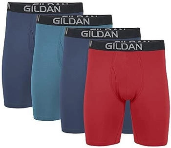 Gildan Cotton Stretch Boxer Retroshorts blau hawaiiblau rot