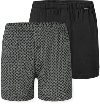 Schiesser 2-Pack Multipacks Boxershorts Jersey uni / schwarz gemustert (182427-911)