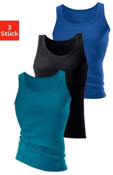 H.I.S Jeans Doppelripp-Tanktops blau pastellblau schwarz