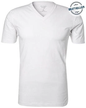 OLYMP T-Shirts Regular Fit Kurzarm V-Ausschnitt baumwolle weiß
