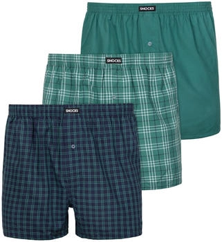 Snocks Weiter Boxer 3-St 04 Mix grün schwarz