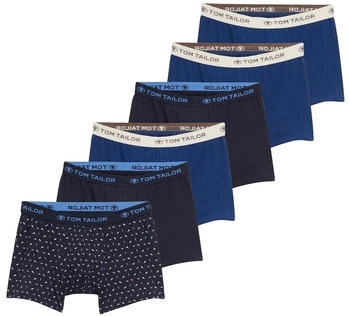 Tom Tailor Kurze Boxer im 6er-Pack blau-hell-Allover / (75278_U0675)