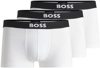 Hugo Boss Dreier-Pack eng anliegende Boxershorts aus Stretch-Baumwolle mit kurzem Bein und Logos am Bund - Style Trunk 3P ONE 50544263 Weiß Hugo Boss Dreier-Pack eng anliegende Boxershorts aus Stretch-Baumwolle mit kurzem Bein und Logos am Bund - Style Trunk 3P ONE 50544263 Weiß
