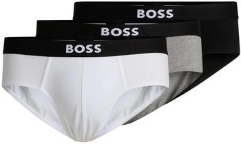 Hugo Boss Dreier-Pack Slips aus Stretch-Baumwolle mit Logo-Bund - Style HipBr 3P ONE 50546561 Weiß / Grau / Schwarz