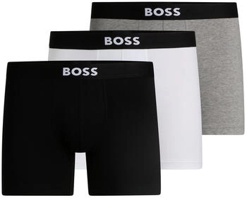 Hugo Boss Dreier-Pack eng anliegende Boxershorts aus Stretch-Baumwolle mit Logos - Style BoxerBr 3P ONE 50544272 Wei&szlig; / Grau / Schwarz