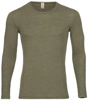 Engel Natur Herren Unterhemd Langarm Bio-Schurwolle Seide olive