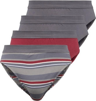 Erwin Müller Single-Jersey Herren-Slip im 4er-Pack grau rot